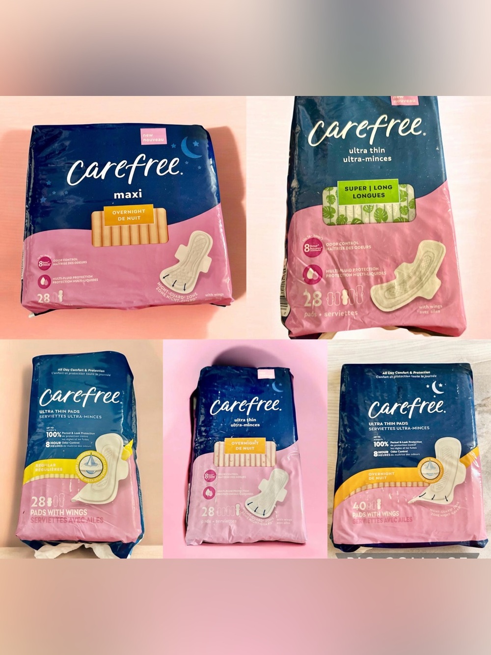 Carefree Maxi & Ultra Thin Pads 5 packs